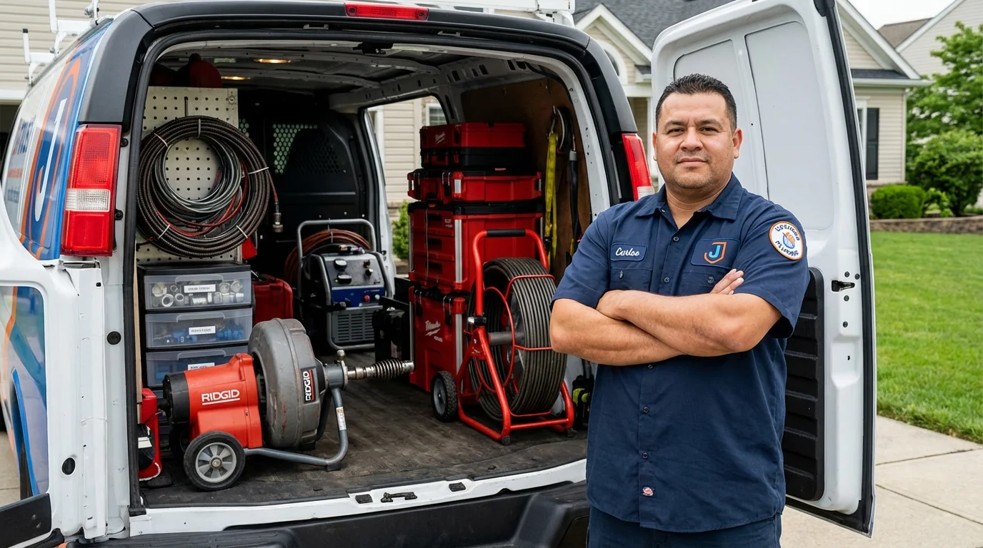 Professional drain cleaning equipment and Johns Plumbing LLC plumber in Bernice