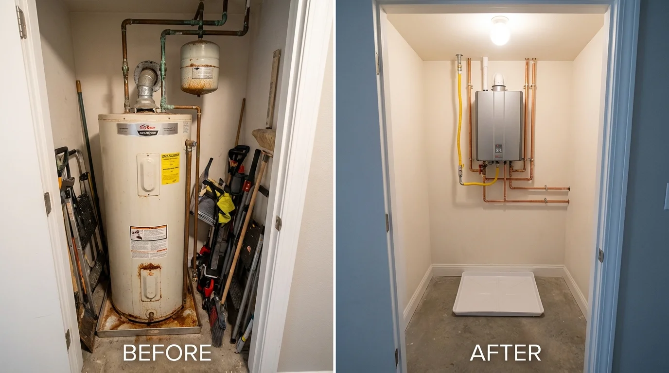 Tank water heater versus wall-mounted tankless unit comparison for Bernice, LA homeowners